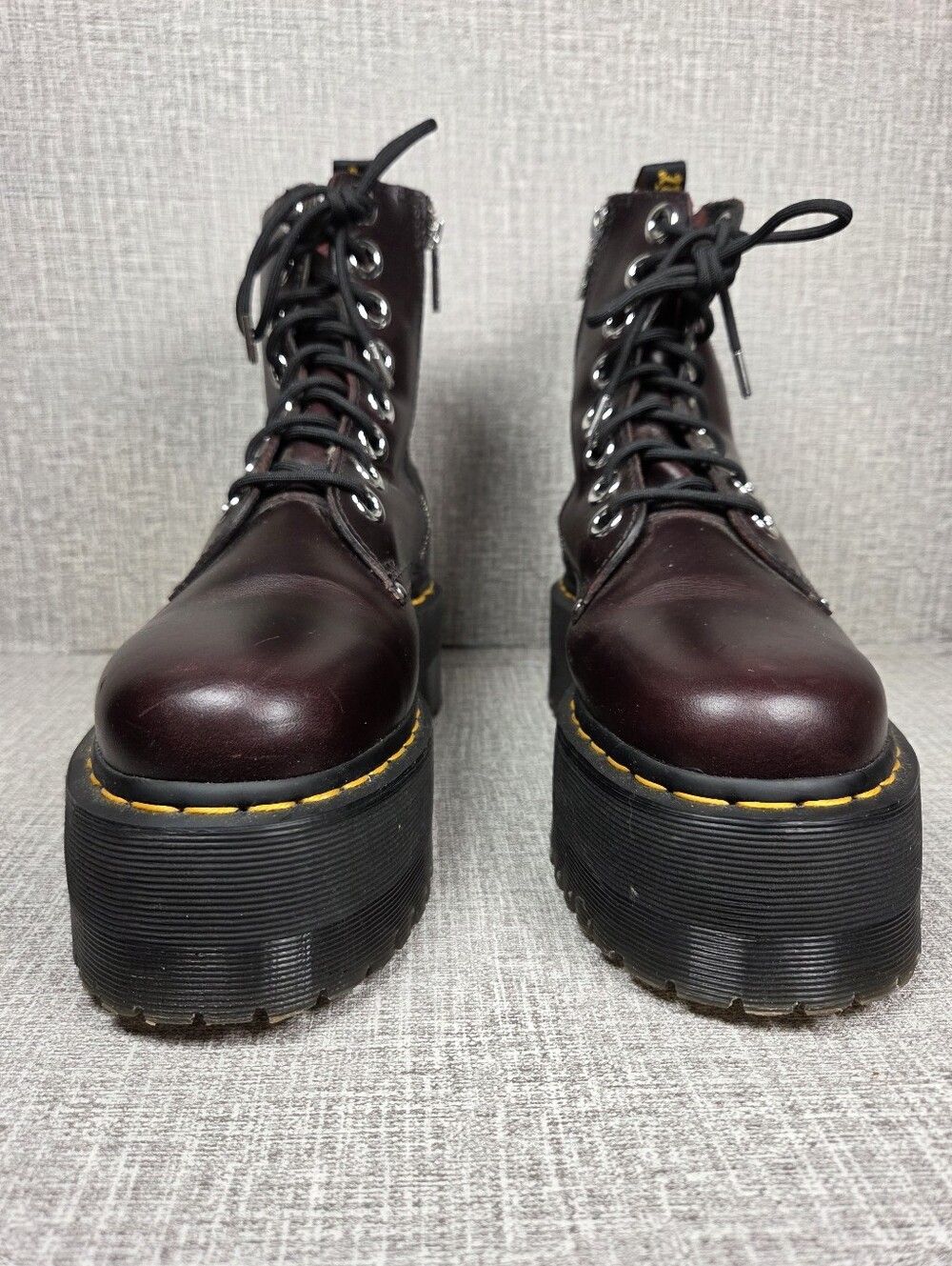 RARE Dr. Doc Martens Jadon Max Leather Platform Boots Oxblood Red Womens 8 EU39 - Picture 3 of 11